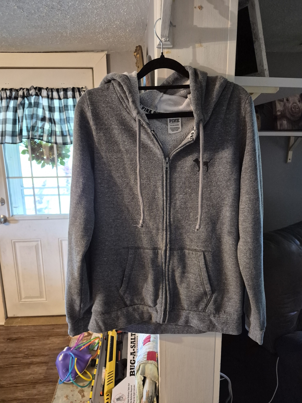 PINK Victoria's Secret Gray Zip-Up Hooded Sweatshirt for Men